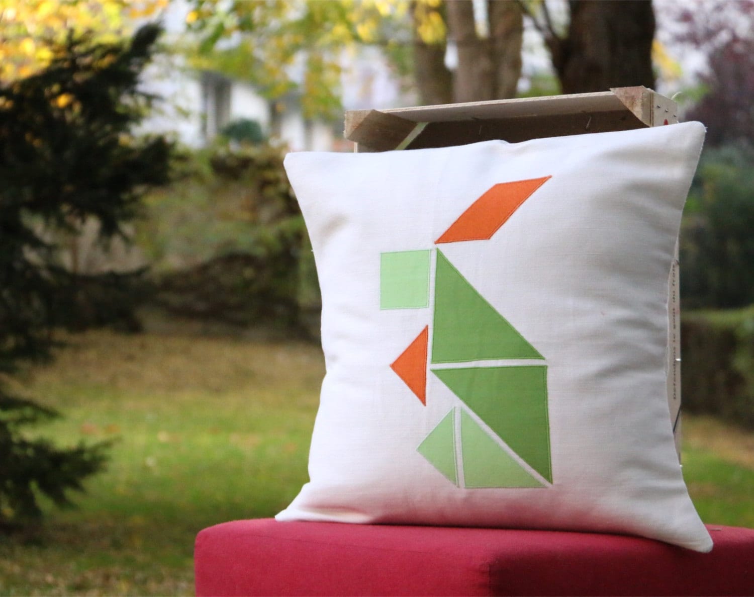 Coussin Déco Tangram Jano 40cmx40cm - Housse + Oreiller Microfibre en Coton Organique