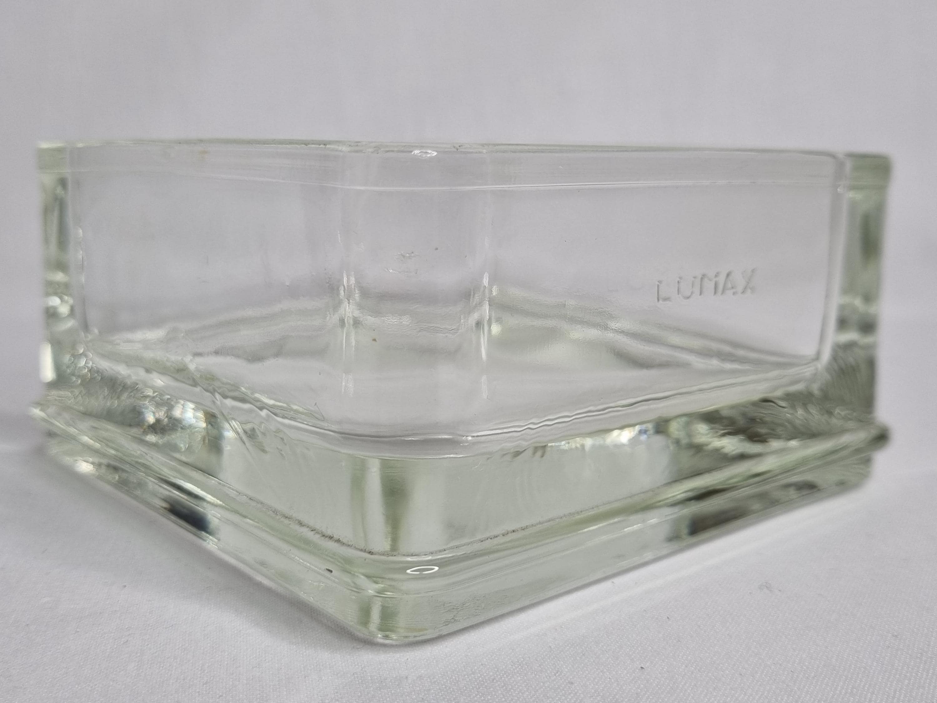 cendrier carré vintage Lumax en verre épais transparent — Beyit