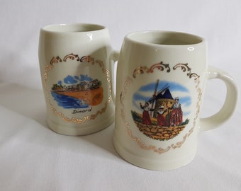 Set of two vintage “holiday memories” cups or tankards