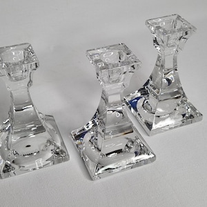 Set of 3 Villeroy & Boch Crystal Candle Holders - 11 cm