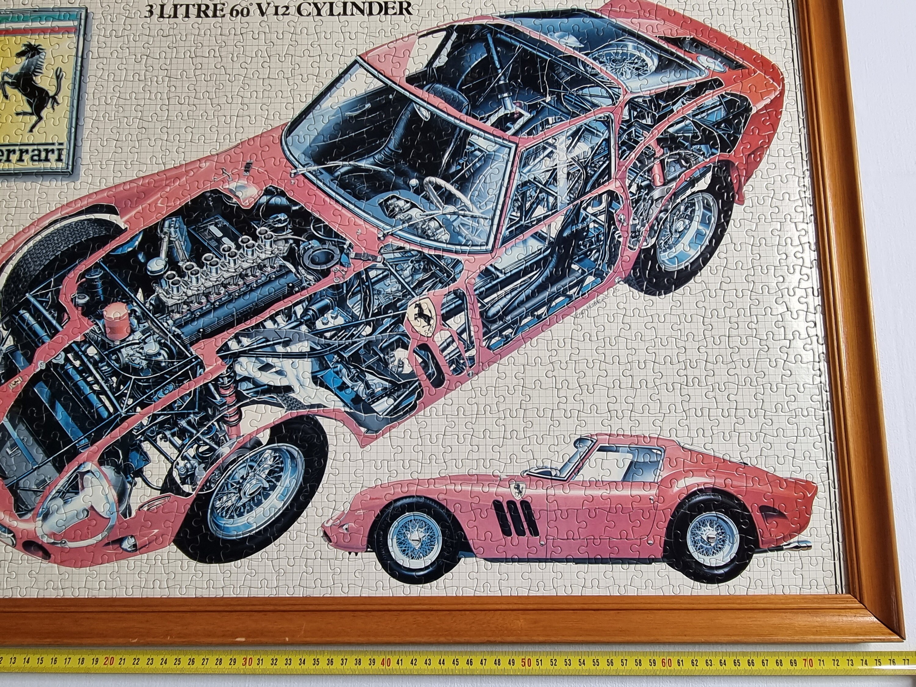 Framed Vintage Puzzle of a 1962 Ferrari 250 GTO, Signed by Tony