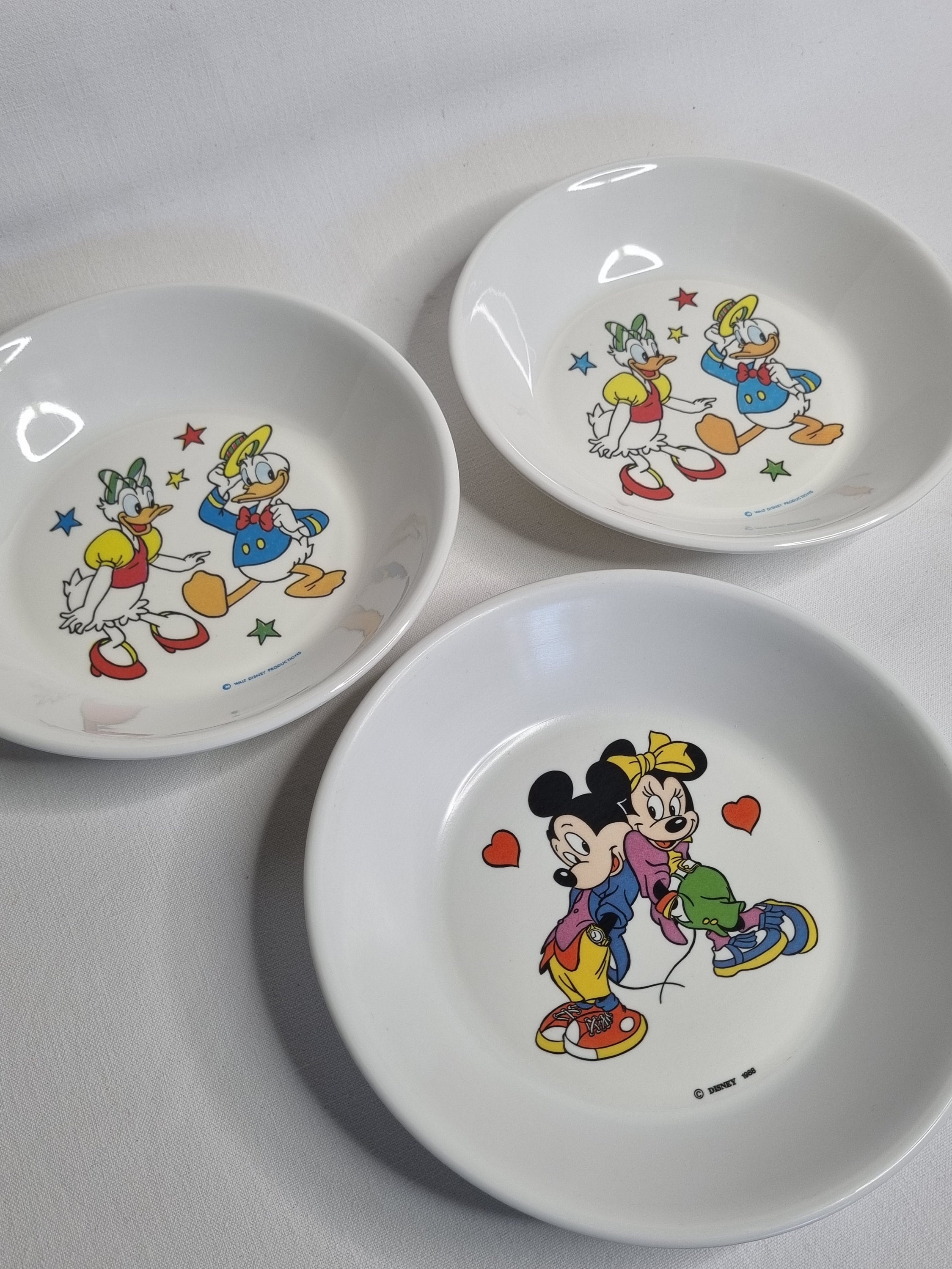 Set of 3 Vintage Disney Illustration Plates in Plastorex Melamine