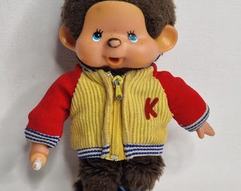 Vintage Kiki Monchhichi Sekiguchi by Ajena 70-80s, Blue Eyes, Made