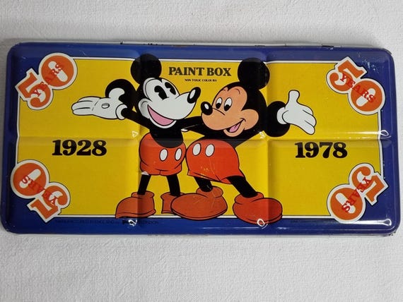 ♥ WALT DISNEY'S Mickey Mouse PAINT BOX ♥ Vintage Mickey Mouse Paint Box 1928–1978 – Disney 50th Anniversary