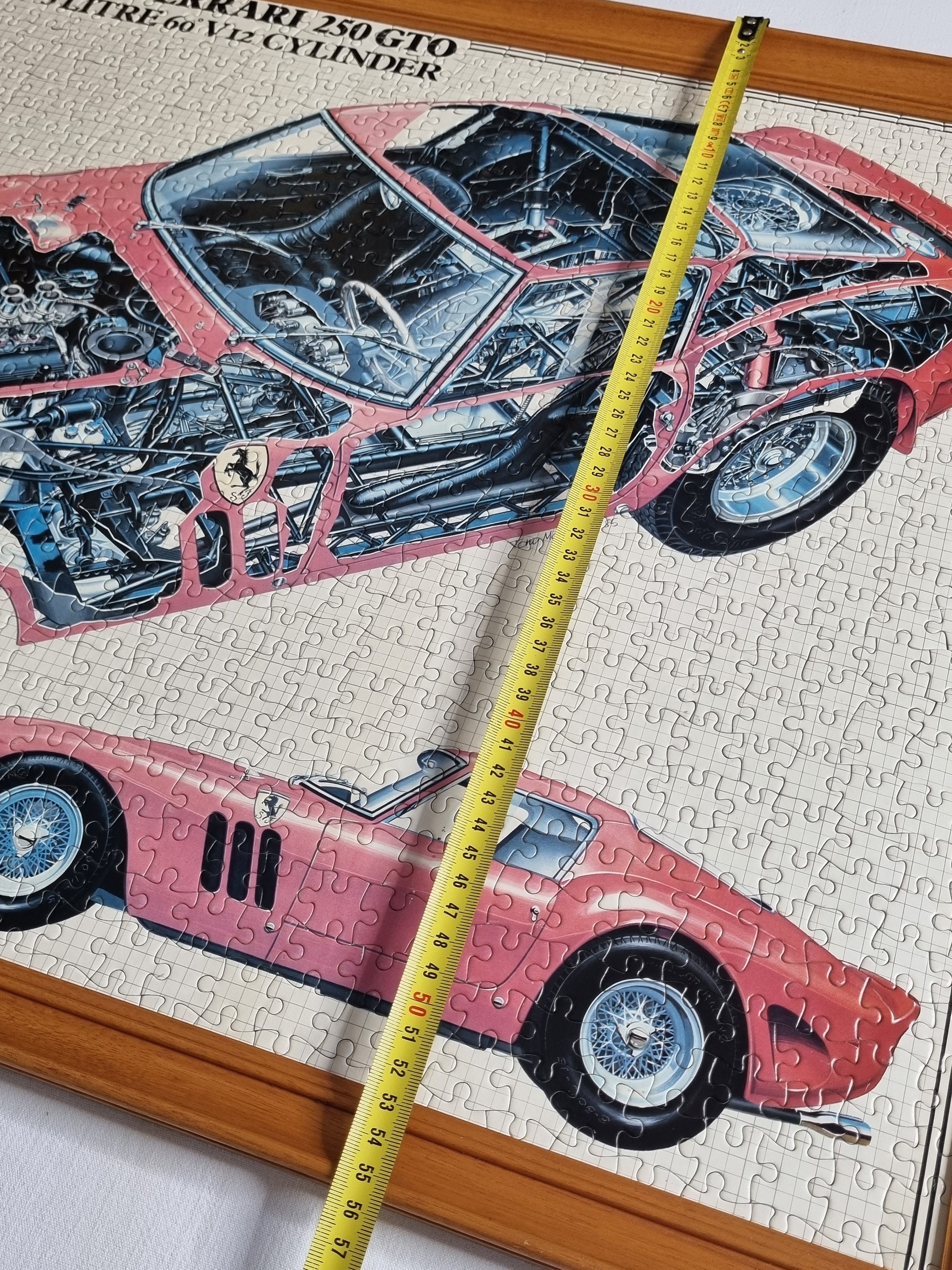 Framed Vintage Puzzle of a 1962 Ferrari 250 GTO, Signed by Tony
