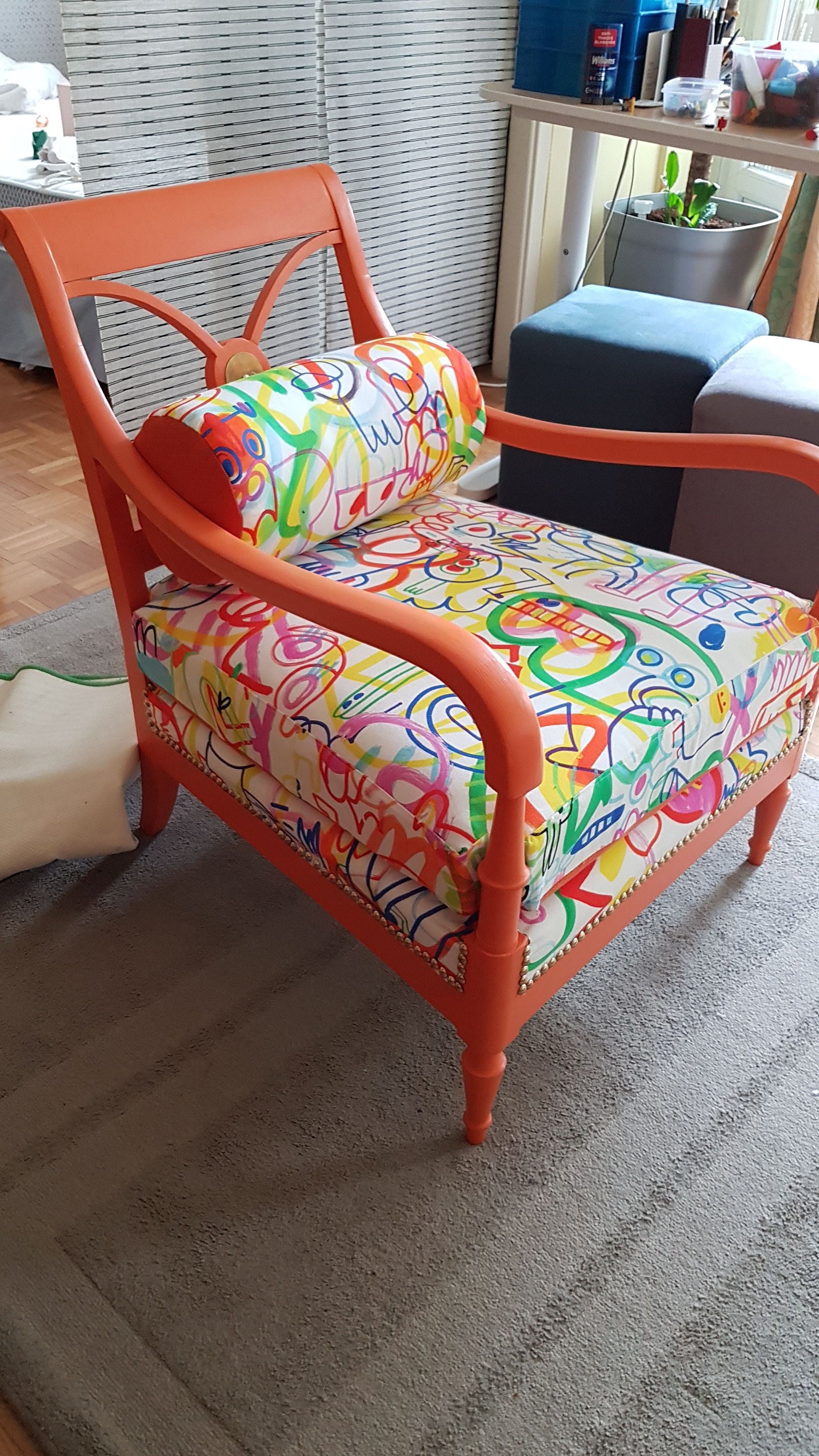 Fauteuil Ré-Habillé avec Un Tissu de Designer