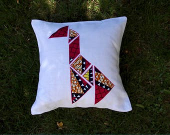 Decorative cushion Tangram Wax Girafe 40cmx40cm - Cover + Pillow Microfibre Organic Cotton