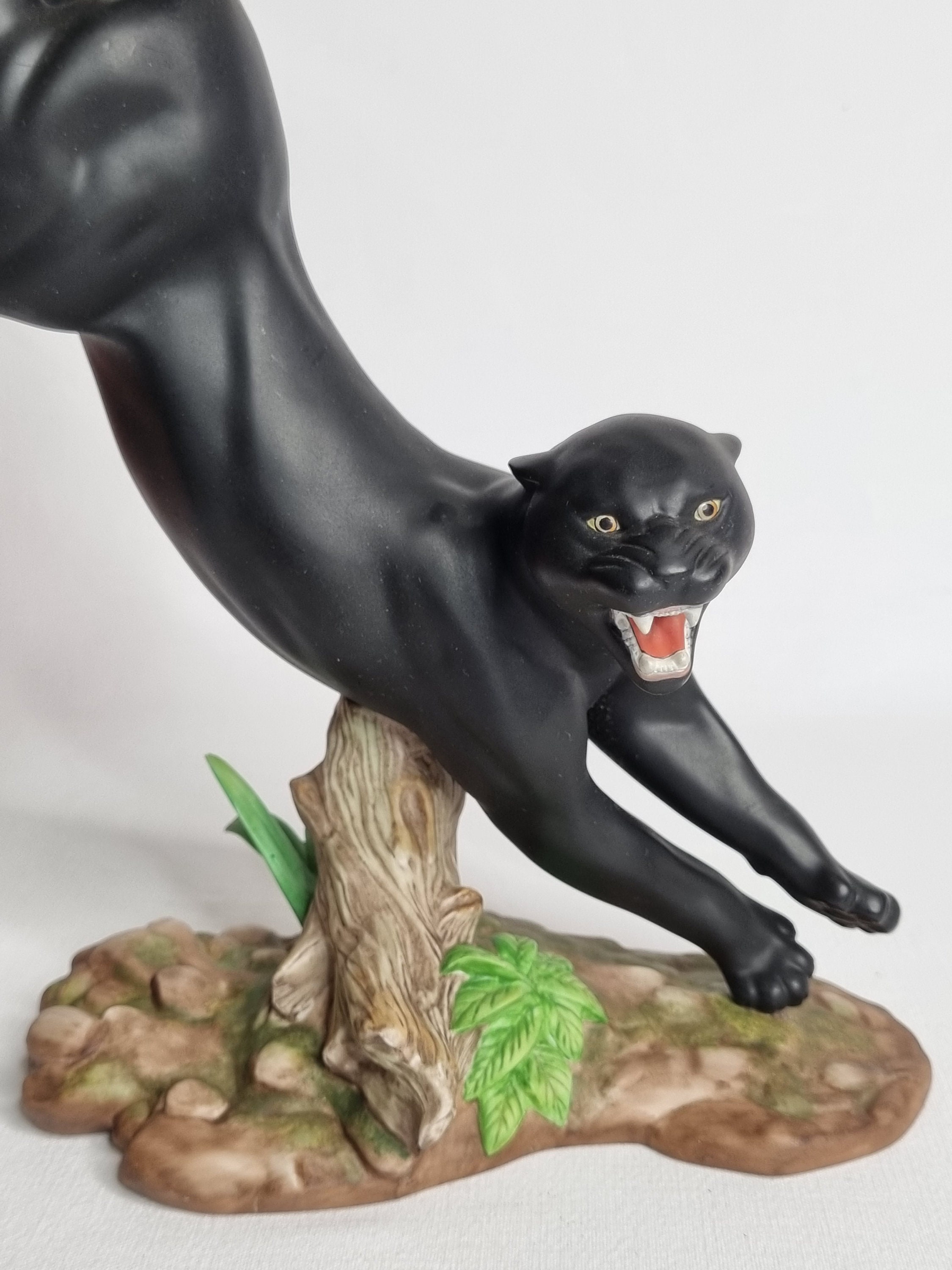 Vintage Porcelain Figurine, Black Panther, Nighthunter, Franklin