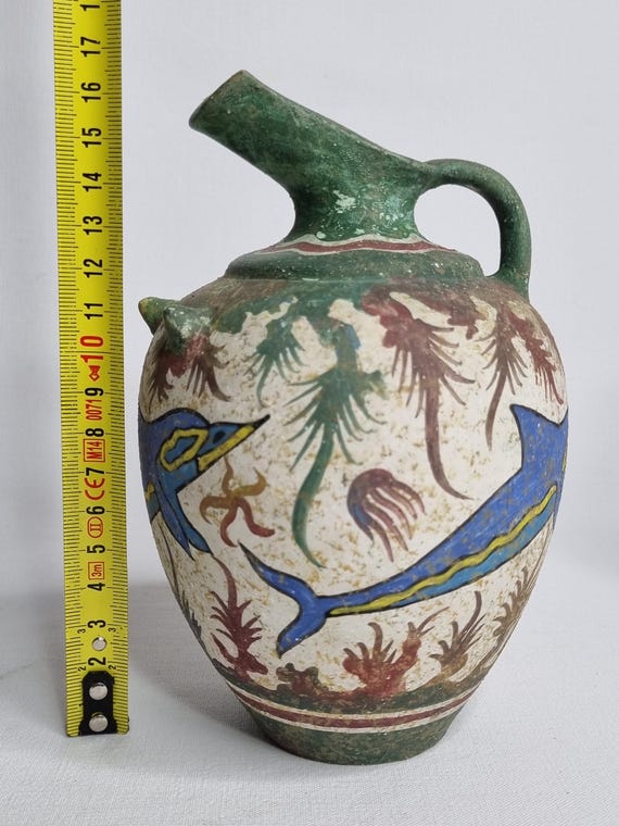 17 Cm Ceramic Jug – Dolphins, Knossos Style, Crete - Etsy