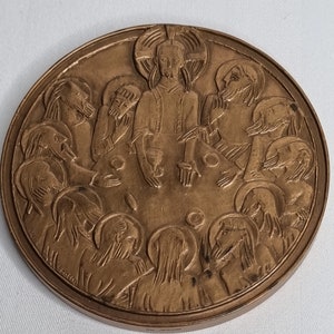 Medal, paperweight, Jesus and the 12 apostles, Hélène Guastalla, 1988, 9 cm