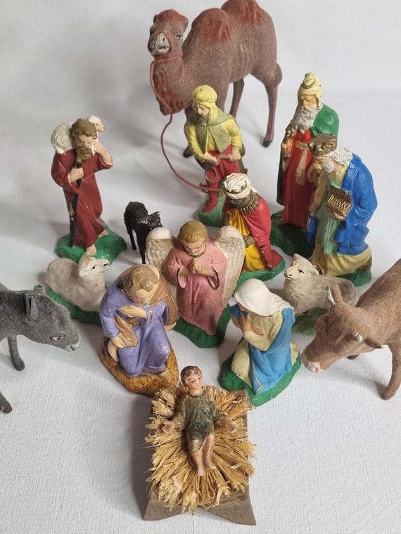 Lot De 4 Santons Rois Mages DEVINEAU – Plâtré Patrick, Ancien, Vintage (Occasion, Crèche Noël)