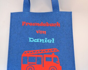 Freundebuchtasche mit Namen Wollfilz