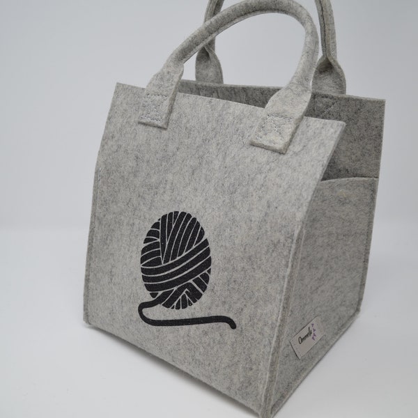 Bobbel-Tasche/-Halter aus  mit Aufdruck Wollfilz