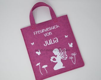 Freundebuchtasche mit Namen Wollfilz