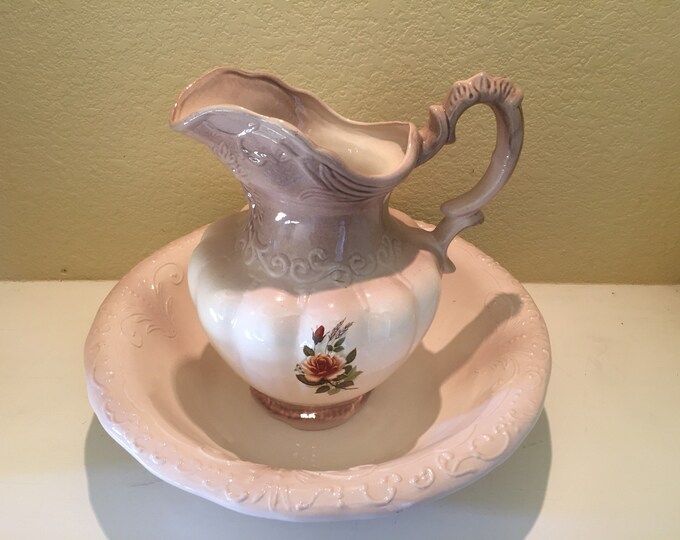 1890 Ironstone Pitcher & Wash Basin Set Etsy