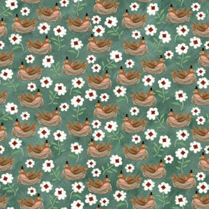 Hop Hop Hooray - Robins Nest Teal (C14273-TEAL) - Teresa Kogut for Riley Blake - 100% Cotton by the 1/2 yd