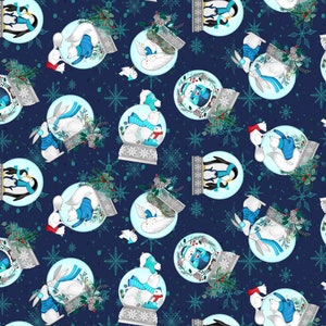 Snow Drift | Snow Globes Navy Blue by Michael Zindell for Clothworks