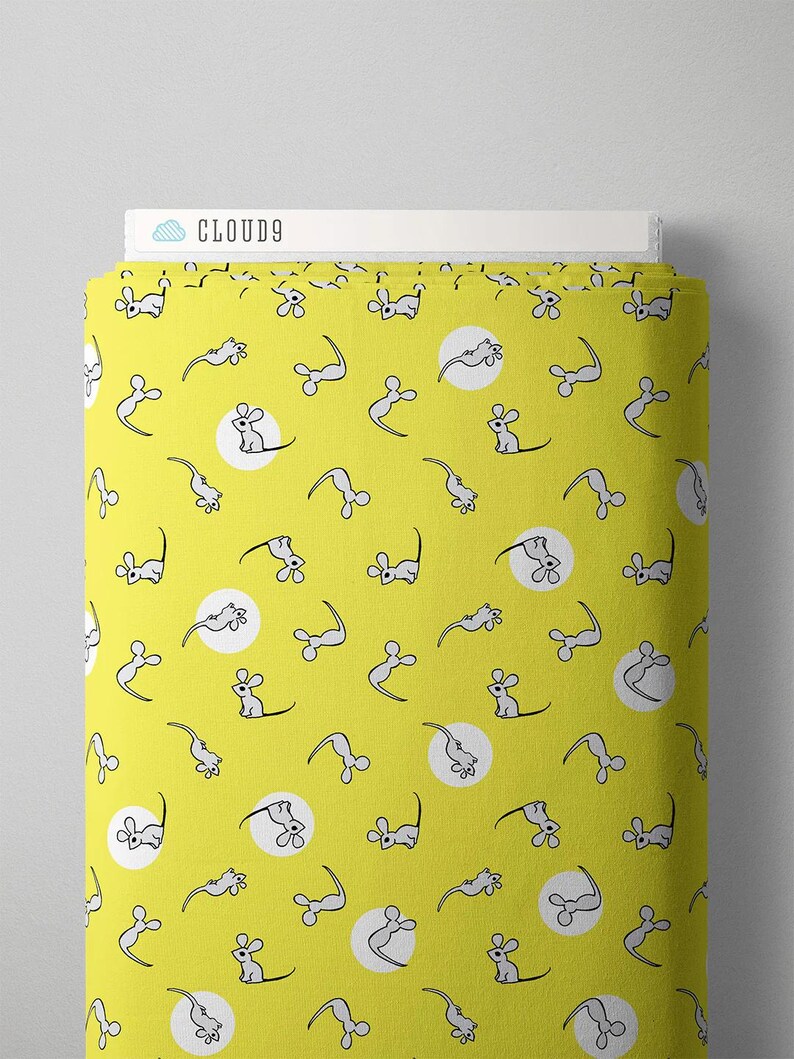 Goodnight Moon | Mouse in Yellow (227865) by Margaret Wise Brown for Cloud9 | 100% Organic Cotton | Half Yard image 2