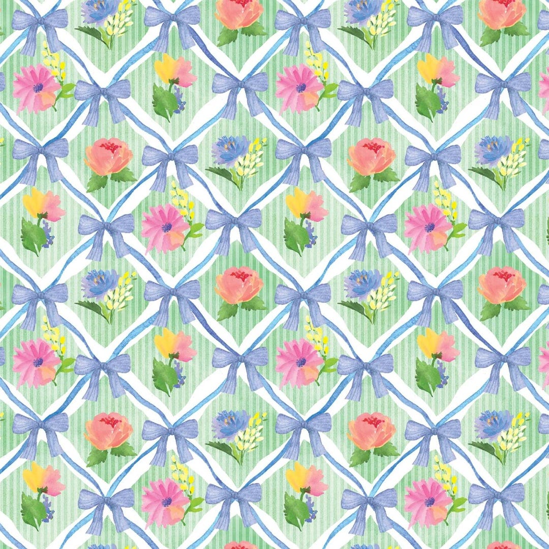 Bows & Blooms | Mint Lattice Bows Flowers by Color Pop Studio for Blank ...