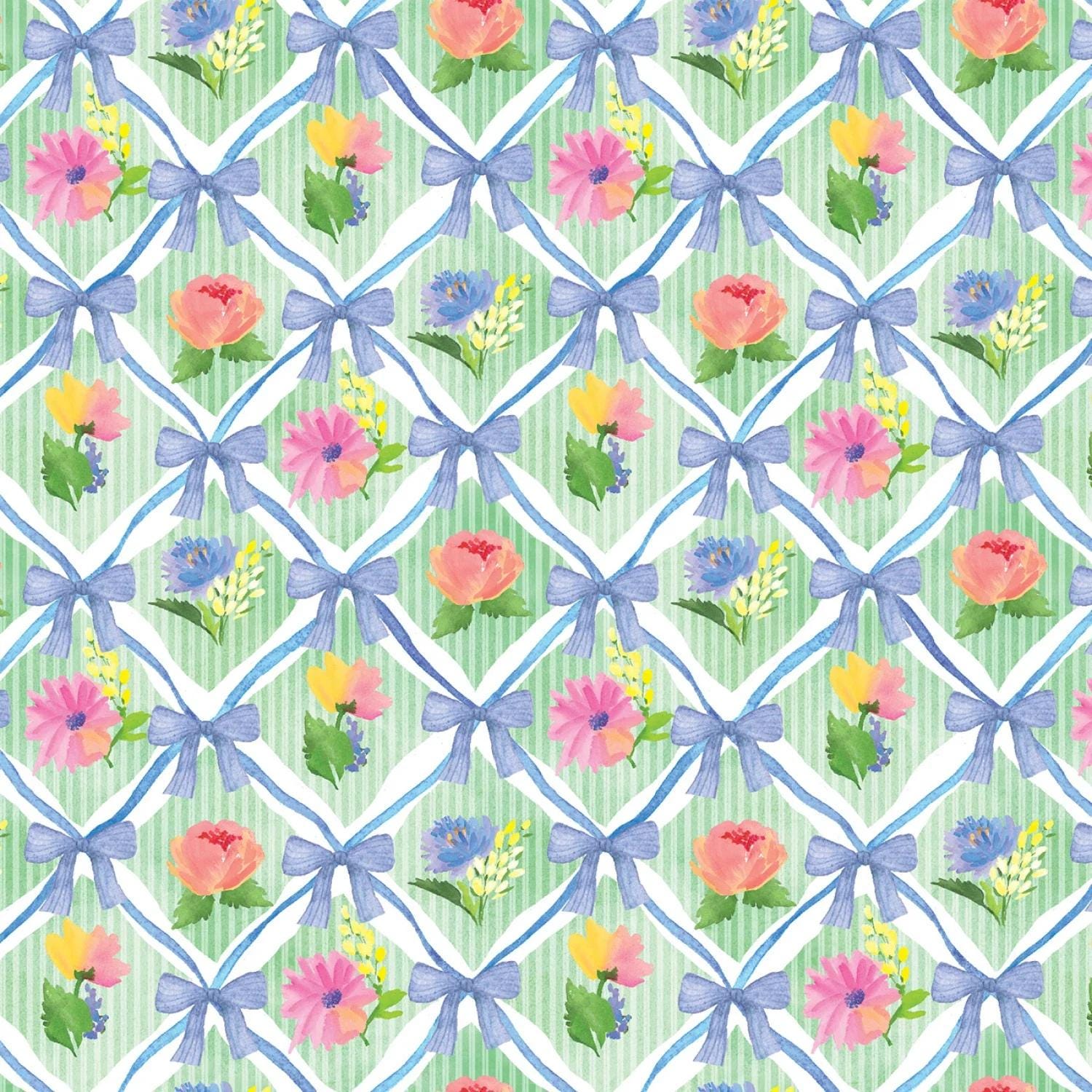 Bows & Blooms | Mint Lattice Bows Flowers by Color Pop Studio for Blank ...