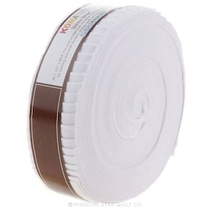 Kona Cotton Solids 1.5-inch Skinny Strips Roll-Up - White Colorway - 40pcs - 100% Cotton