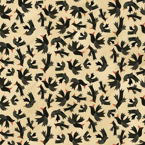 Halloween Whimsy - Birds on Parchment - (half yard)