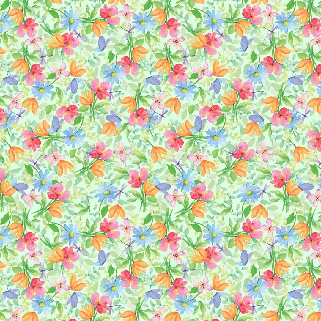 Bows & Blooms | Mint Small Floral by Color Pop Studio for Blank ...