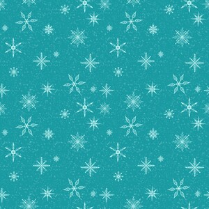 Snow Drift | Snowflakes Dark Turquoise by Michael Zindell for Clothworks | 100% Cotton by the 1/2 yard