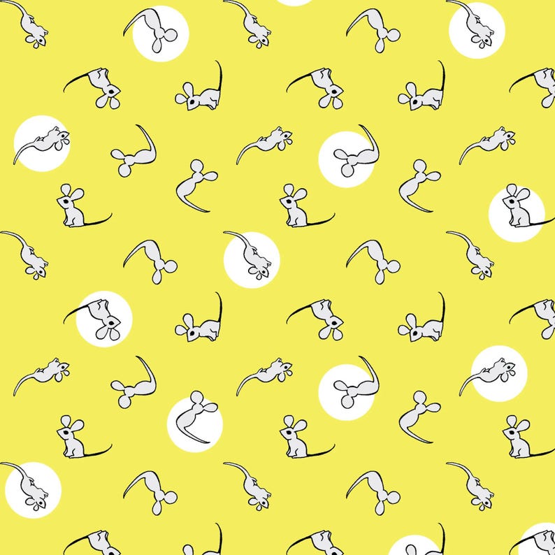 Goodnight Moon | Mouse in Yellow (227865) by Margaret Wise Brown for Cloud9 | 100% Organic Cotton | Half Yard image 1