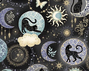 Charmed | Twilight - Black by Makower UK for Andover Fabrics | MU-196-X | Half Yard Quilting Cotton