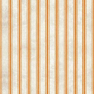 May include: A repeating pattern of vertical orange stripes on a textured off-white background. The design features pairs of thin orange lines separated by a narrow white space, creating a consistent striped motif across the entire surface area.