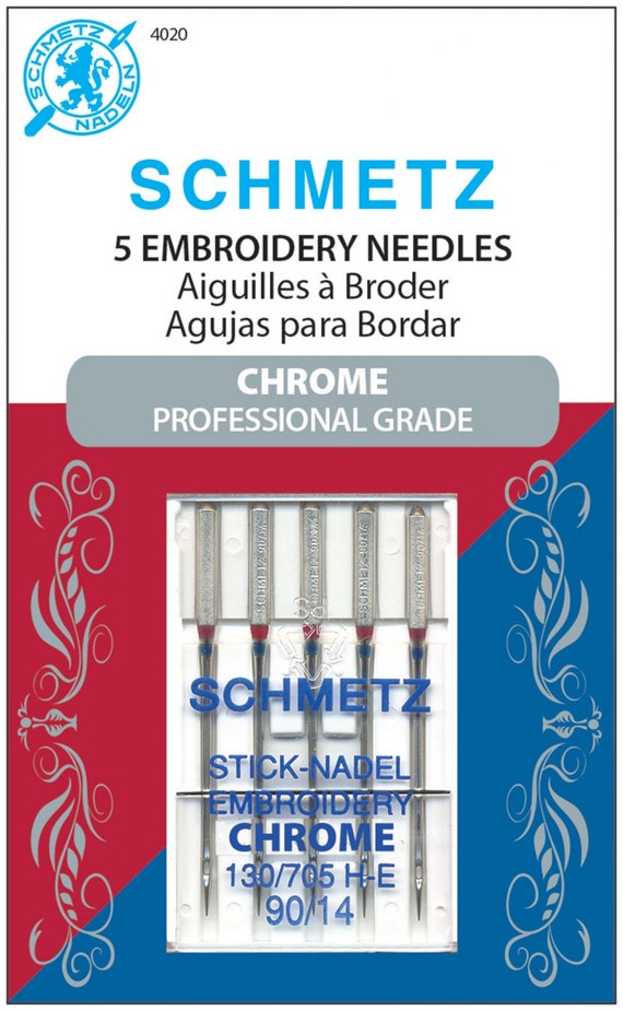 Chrome Embroidery Schmetz Needle 5 ct, Size 90/14 - 1 Package Chrome Embroidery Schmetz Needle 5 ct, Size 90/14 - 1 Package