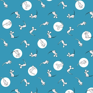 Goodnight Moon | Mouse in Blue (227866) by Margaret Wise Brown for Cloud9 | 100% Organic Cotton | Half Yard