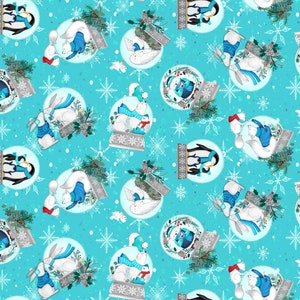 Snow Drift | Snow Globes Turquoise by Michael Zindell for Clothworks | 100% Cotton by the 1/2 yard