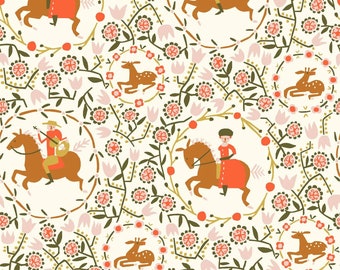 Lumpy Garden by Little House Cottons - Afternoon Trot Tomato - Organic Cotton Poplin (half yard)
