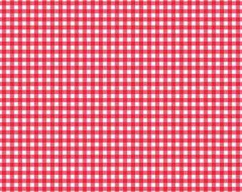 Picnic Florals - Gingham Red by My Mind's Eye for Riley Blake - 100% Cotton by the 1/2 yd