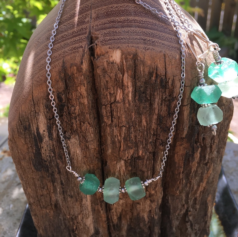 Sea glass, jewelry set