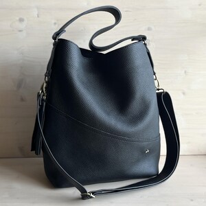 Oversized Black Leather Hobo Bag