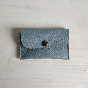 Leather Credit Card Wallet for up to 10 Cards in grey leather