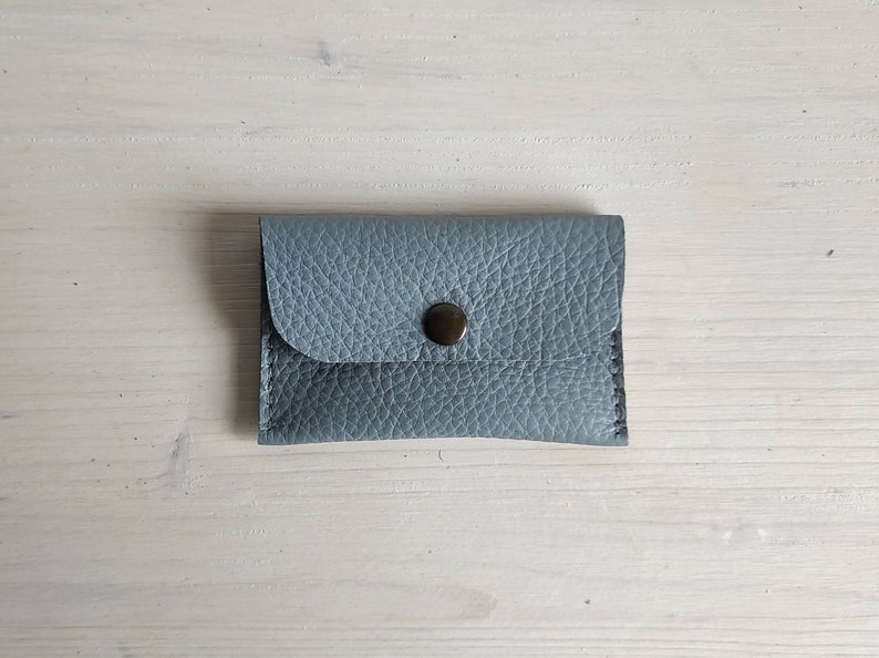 Leather Credit Card Wallet for up to 10 Cards in grey leather