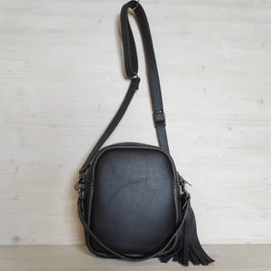 Mini sac à bandoulière en cuir souple / Porte-monnaie unisexe - Petit sac à bandoulière avec fermeture à glissière / Micro sac noir - Mini sac de voyage / Sac poitrine
