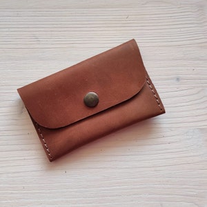 Leather Credit Card Wallet for up to 10 Cards - ginger/orange brown leather
