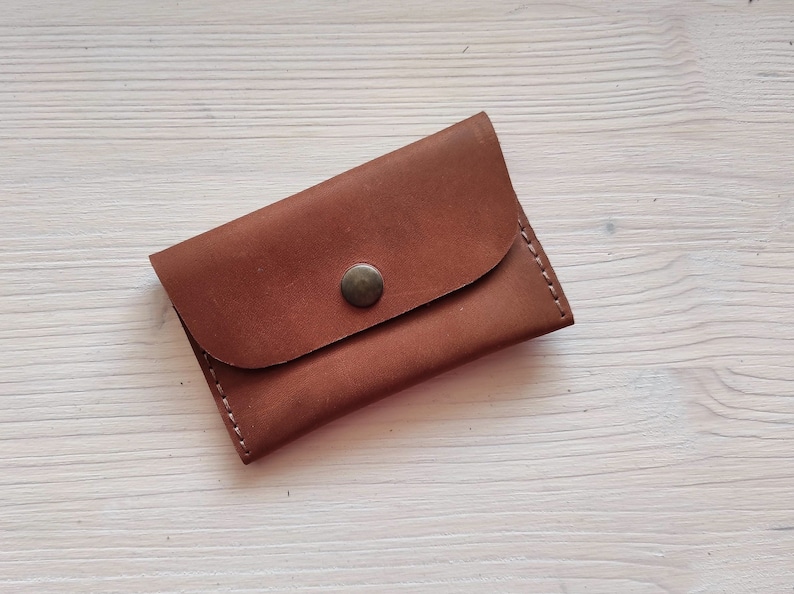 Leather Credit Card Wallet for up to 10 Cards - ginger/orange brown leather