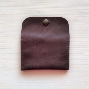 Leather Credit Card Wallet for up to 10 Cards dark brown leather from the back