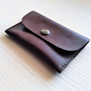 Leather Credit Card Wallet for up to 10 Cards dark brown leather