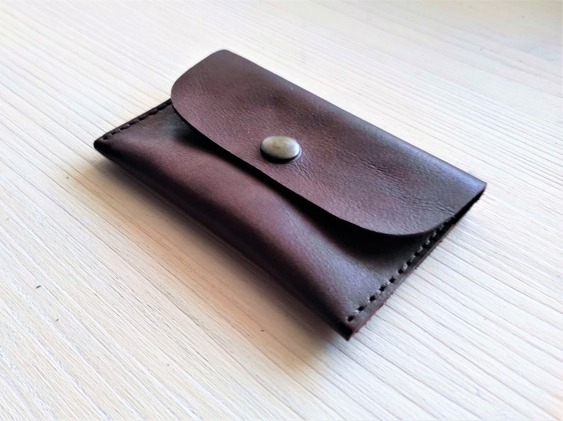 Leather Credit Card Wallet for up to 10 Cards dark brown leather
