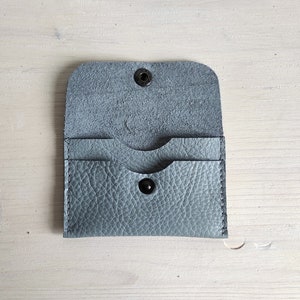 Leather Credit Card Wallet for up to 10 Cards in grey leather - inside