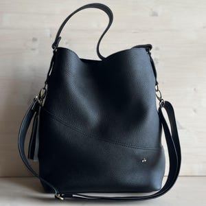 Oversized Black Leather Hobo Bag: front of the bag