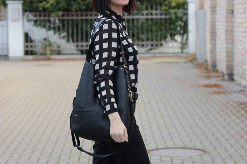 Oversized Leather Hobo Bag for Women on a model