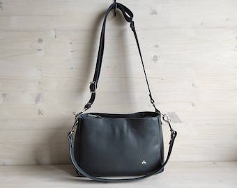Soft Shoulder Purse Matte Grey Leather, Minimal Crossbody Bag Midi Size, Simple Purse Y2K, Handcrafted Gift for Women, Stylish Handbag Gray